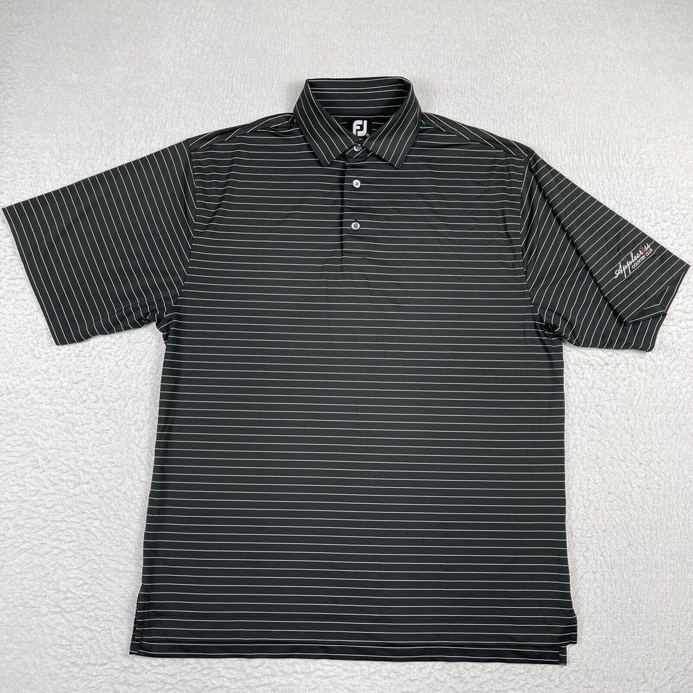 Footjoy Polo Shirt Mens‎ Large Black Striped Golf Applecross Travel Vacation